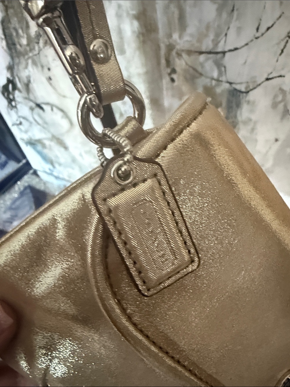 Coach Metallic Gold Mini Crossbody Wristlet - Picture 3 of 9